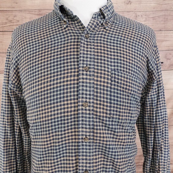 VAN HEUSEN KHAKI CLASSICS LONG SLEEVE CHECK BUTTON DOWN SHIRT MENS SIZE XLT TALL - Picture 1 of 9